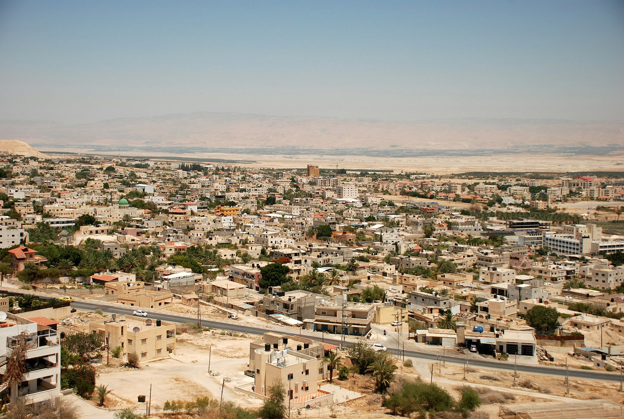 Wide angle photo of the modern city of Jericho