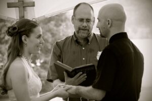 Jac and Angela during wedding vows